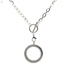 Fashion stainless steel silver flat toggle chain necklace for floatin charms locket